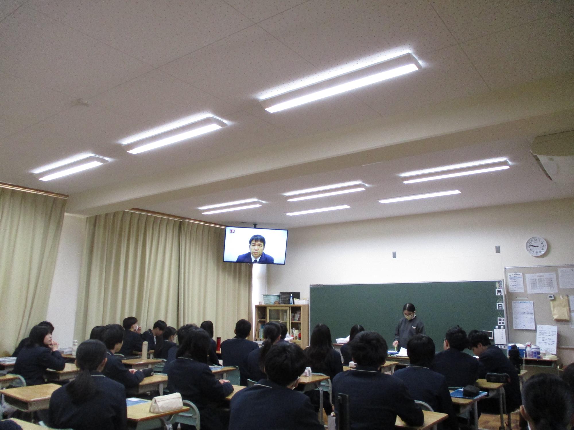 リモートで終業式